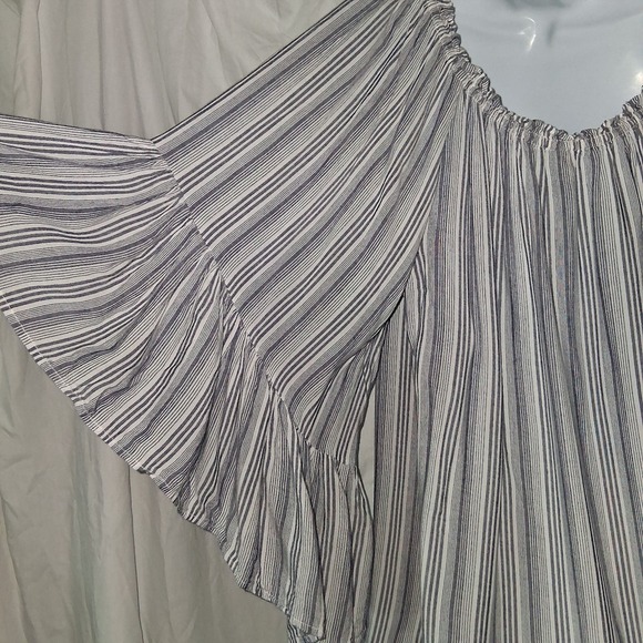 Elan Peasant Off Shoulder Striped Wide Sleeve Beachy Resort Vacation Women's OS - Picture 6 of 10